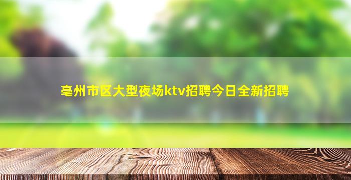 亳州市区大型夜场ktv招聘今日全新招聘